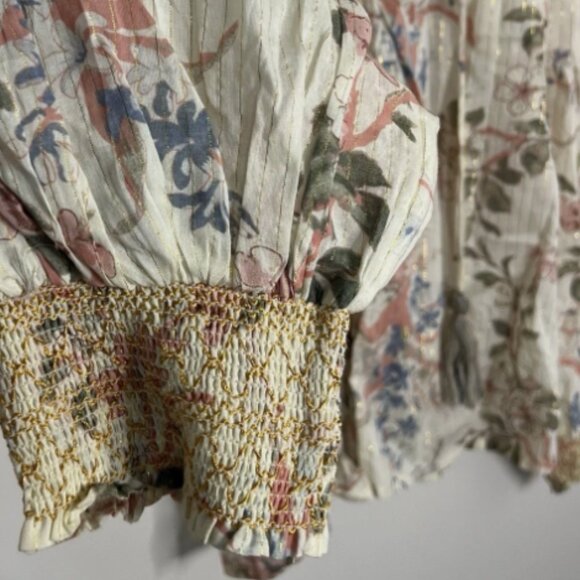 Brand New By Anthropologie Long Sleeve Smocked Lurex Top - Picture 12 of 13